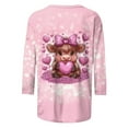thumbnail image 4 of Xdegoge Valentines Tops for Women Crew Neck 3/4 Sleeve Pullover Cute Playful Prints Top Lightweight Cozy Plus Size Pullovers, 4 of 6