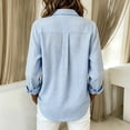 thumbnail image 5 of DORKASM Linen Tops for Women V Neck Button Down Beach Gingham Blouse Long Sleeve Plaid Lightweight Fall Soft Tops 2026 Fashion Shirt Light Blue M, 5 of 5
