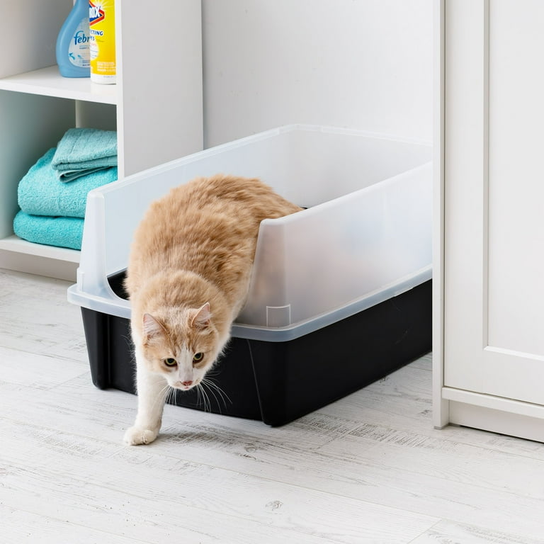 IRIS USA Extra Large Open Top Cat Litter Box with Spray-Shield