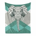 thumbnail image 1 of Animal Soft Flannel Fleece Throw Blanket, Contemporary Image of Animal Head Minimalist Bohemian Style Modern Print, Cozy Plush for Indoor and Outdoor Use, 50" x 70", Teal Grey, by Ambesonne, 1 of 6