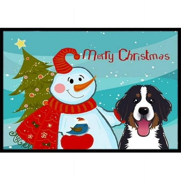 Carolines Treasures BB1857MAT Snowman With Bernese Mountain Dog Indoor & Outdoor Mat- 18 x 27 in.