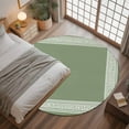 thumbnail image 3 of Green Geometric 3.3ft Round Rug, White Greek Key Design Abstract Modern Art Non-Skid Rubber Backing Large Area Rugs - Living Room Bedroom Home Office, Indoor Floor Mat Carpets Washable Rug, 3 of 9