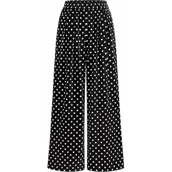 PRETTYGARDEN Casual Women's Pants Elastic Waist Palazzo Long Stretchy Wide Leg Trousers Knit Fall Outfits with Pockets