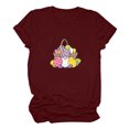 thumbnail image 1 of Daisyyozoid T-Shirt de Pâques pour Femmes, Mignon Imprimé Bunny, Manches Courtes Décontractées, 1 of 4
