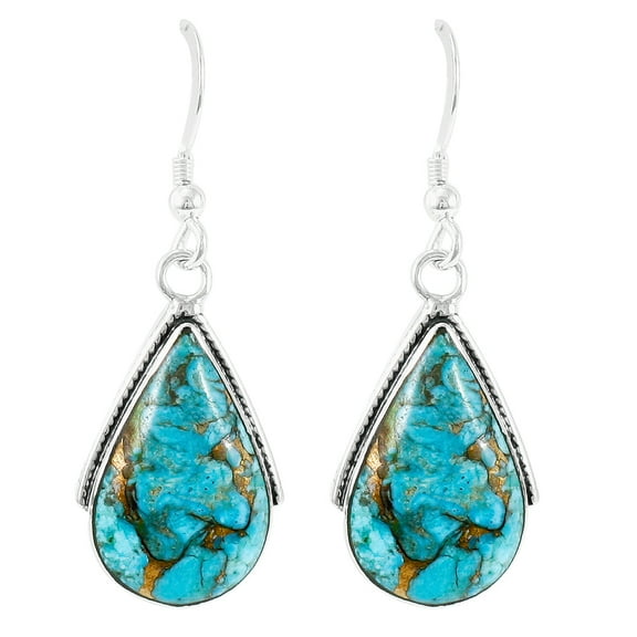 Matrix Turquoise Jewelry Earrings for Women Sterling Silver 925 | Turquoise Network | E1298-C84