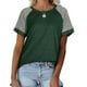 thumbnail image 3 of Camiseta de mujer con cuello redondo, manga corta, blusa suelta de colores sólidos para verano, rojo vino. Kuyhfg Bienvenido a Kuyhfg, 3 of 5