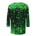 thumbnail image 4 of St Patrick's Day T Shirt for Womens Green Leaf Print Irish 3/4 Sleeve Loose Pullover Tops, 4 of 5