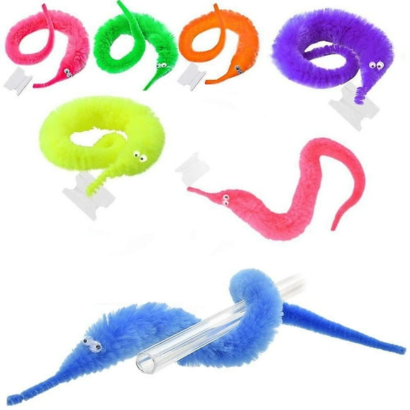 Set Of 12 Magic Twisty Wiggly Worms Toy Fuzzy Plush Stress Relief Fidget Fiddle Toys - Autism Special Needs Asd Sen