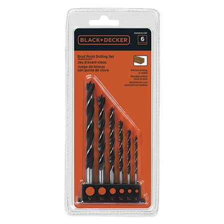 - BLACK+DECKER BDABRAD-6M 6pc Brad Point Drill Bit Set
