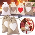 thumbnail image 1 of Event Party Decor 2PC Bag Love Heart Burlap Bag Double Drawstring, 1 of 4