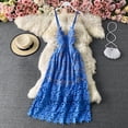thumbnail image 4 of Vestido de tirantes finos para mujer, traje de encaje ahuecado con un hombro al descubierto para vacaciones en la playa, novedad de verano 2024, 4 of 5