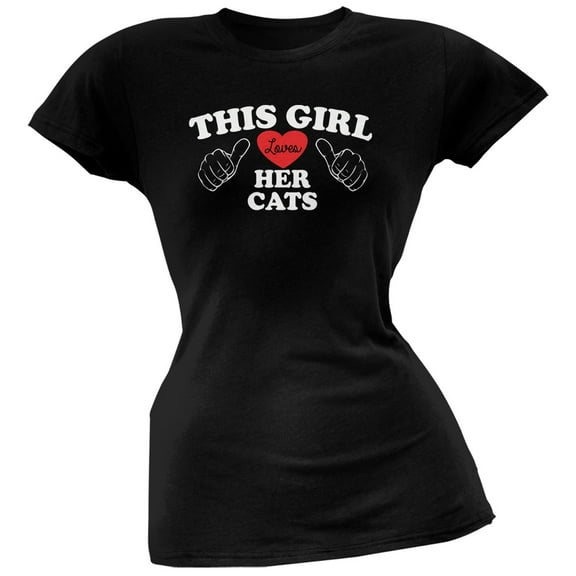 This Girl Loves Her Cats Black Soft Juniors T-Shirt - Medium