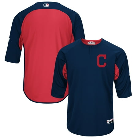 - Cleveland Indians Majestic Authentic Collection On-Field 3/4-Sleeve Batting Practice Jersey - Navy/Red