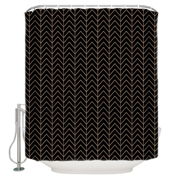 Simple Line Black Bathroom Shower Curtains with 12 Hooks Polyester Waterproof Shower Curtain for Stalls and Bathtubs Black Modern Art Geometric Decorative Bathroom Privacy Curtain 72x78 Inches