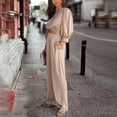 thumbnail image 5 of Two Piece Outfits for Women Fashion Solid Color 2PCS Sets for Women Loose Fit Crop Tops Casual Long Sleeve Shirts for Women Club Trendy Elastic Workout Sweatpants Women(Beige,L), 5 of 9
