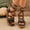 Black, variant on Women's Lace-Up Platform Heeled Sandals, Chunky Wooden Heel Gladiator Sandals, Open Toe Block Heel Shoes for Summer Pink 7(39)