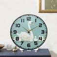 thumbnail image 4 of Yayeee Wall Clock for Living Room 9.5 inch Battery Operated Round with Holder, White Cartoon Swan, 4 of 7