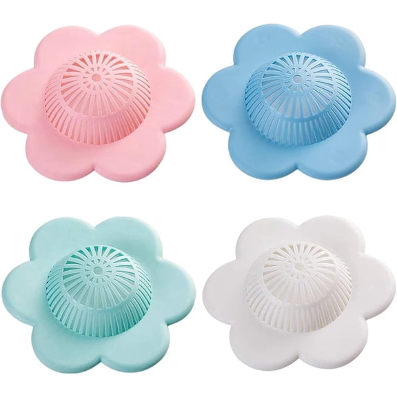 RUseeN Hair Catcher Silicone Hair Stopper Shower Drain Covers with Suction Cups Suit for Bathroom Bathtub and Kitchen 4 PCS
