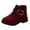 Red, variant on Y-Sunset Girls Ankle Boots Side Zipper Low Heel Combat Boots Anti- Dress Shoes Warm Suede Winter Shoes with Buckles