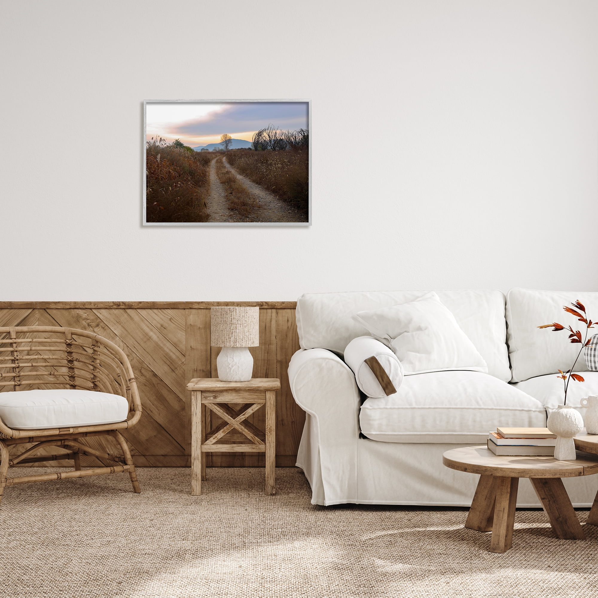 Stupell Industries Rural Trail Landscape Nature Photography Gray Framed Art Print Wall Art, 30 x 24