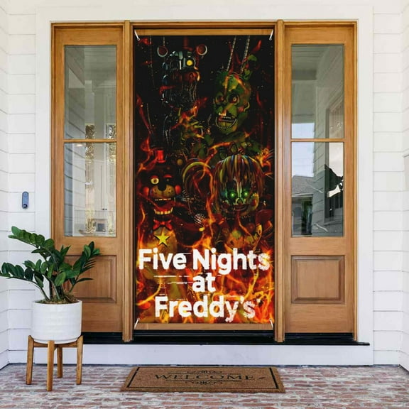 Five Nights at Freddy's Door Cover Decorations Door Banner Porch Sign Banner For Indoor Outdoor Wall Home Party Supplies 72.8 x 35.4 Inch