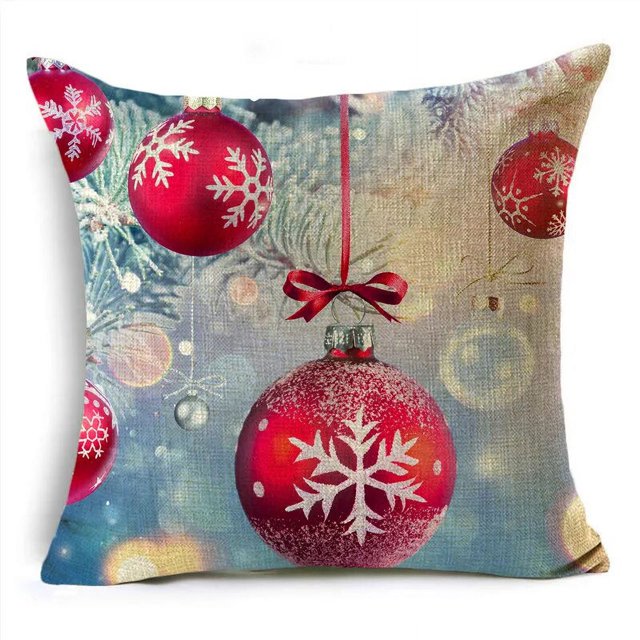 Fundas de almohada navideñas para el día de la nieve, 40/45/50cm, corona de Adviento, adornos de bolas de árbol, funda de almohada para sofá, decoración del hogar