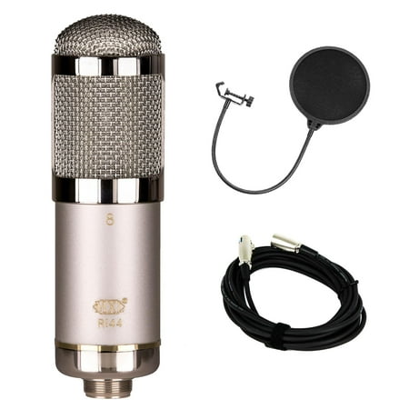 MXL R144 HE Ribbon Microphone Bundle with 20-foot XLR Cable & Pop Filter
