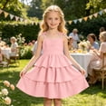 thumbnail image 6 of Glisme Kids Girls Dress Solid Color Sleeveless Halter Summer Quick Dry Toddler Girls Dresses Size 7-8 Years Pink, 6 of 8