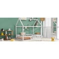 thumbnail image 6 of Full Size Wood House Bed with Fence and Door, White Wash, 6 of 9