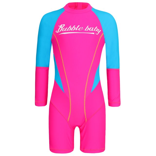 Doomiva Maillot de Bain Surf Plongée Filles Garçons Protection Éruption Enfants Manches Longues Combinaison de Plongée Maillot de Bain Rose 160