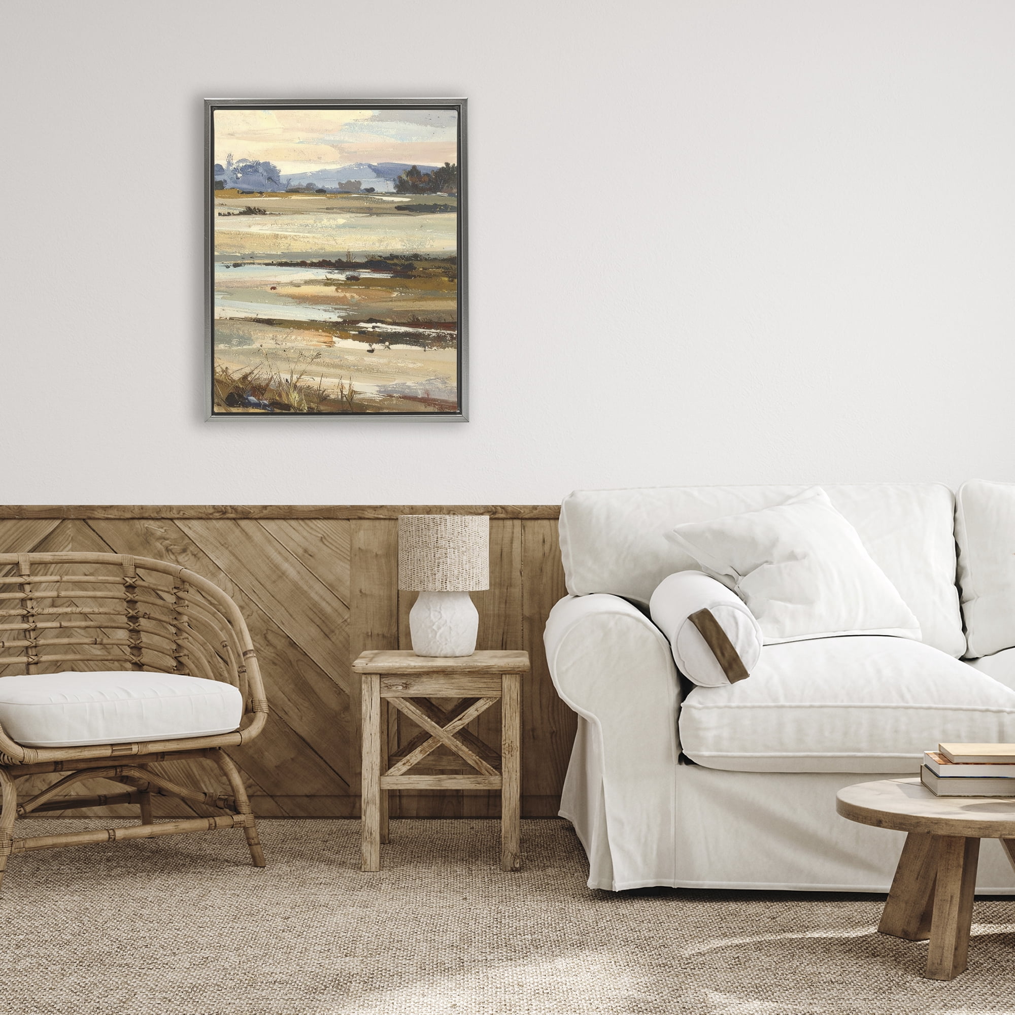 Stupell Industries Distant Horizon Portrayal Gray Framed Floater Canvas Wall Art, design by Alonza Saunders