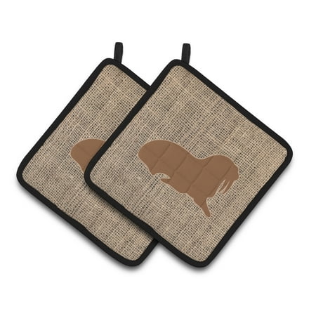 

Carolines Treasures BB1017-BL-BN-PTHD Walrus Faux Burlap and Brown Pair of Pot Holders 7.5HX7.5W multicolor