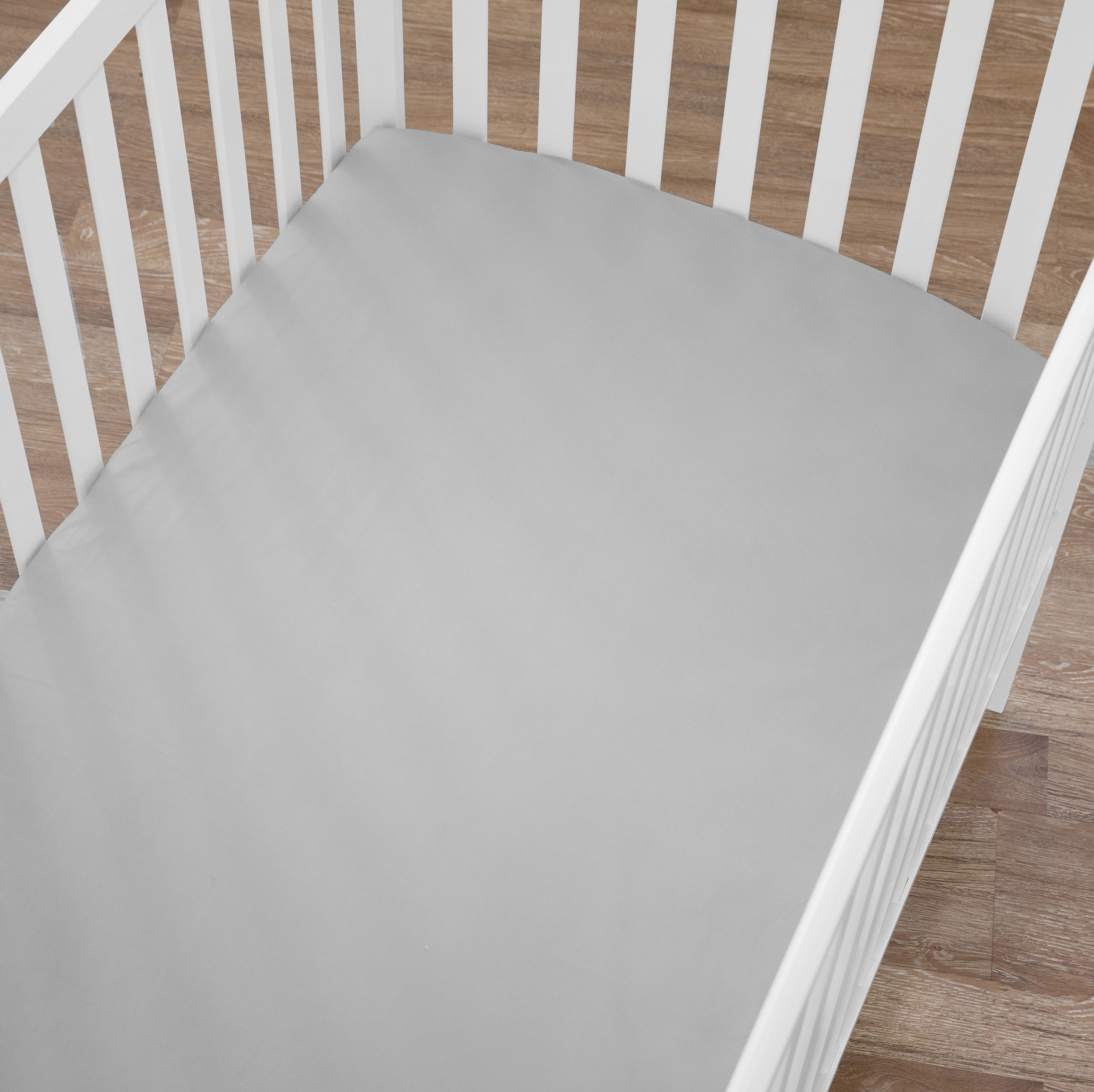 TL Care 100% Natural Cotton Fitted Crib Sheet 52" x 28" - Soft, Breathable, Hypoallergenic & Gentle Toddler Bed Sheet, Gray, Neutral for Boys & Girls