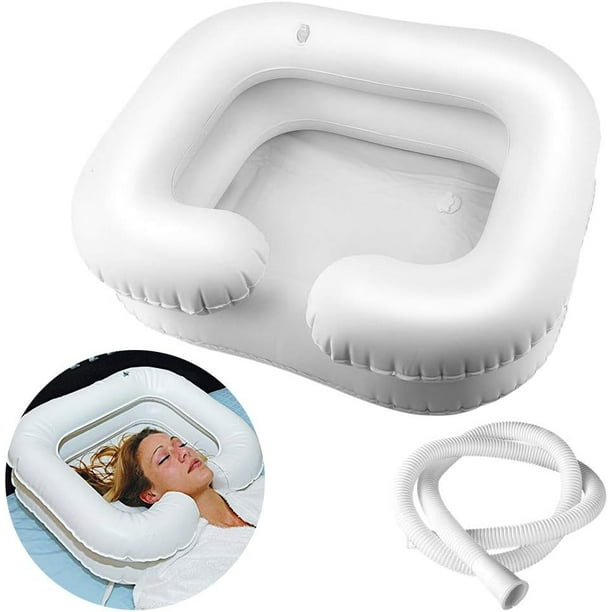 Lavar el cabello en la cama Lavabo inflable seguro, Lavabo de champú inflable para personas mayores discapacitadas Embarazo Paciente posquirúrgico Inflado Seguro Cómodo