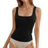 thumbnail image 4 of Womens Cotton Square Neck Tank Tops Fitted Thin Shoulder Strap Sleeveless Basic Summer Cami Going Out Top Clothes, 4 of 7