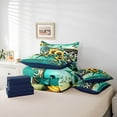 thumbnail image 6 of Manfei Spring Flower Floral 7pcs Bedding Twin Size, Chic Sunflower Rose Comforter Sets with Sheets, Teal Damask Barn Door Bed Set, Breathable Room Decorative, 6 of 8