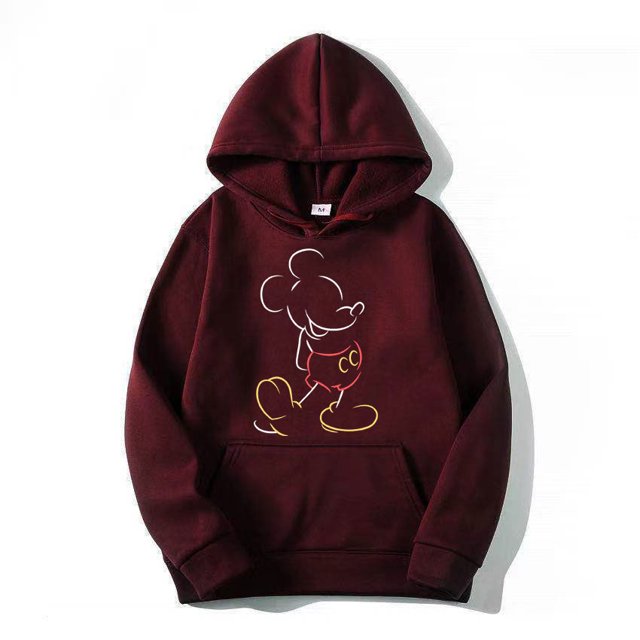 Mickey Mouse Line Pop Unisex Hoodie Cartoon Fashion Couple Oversized Sweatshirt Tops Spring Autumn Pullover