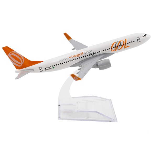 Modèle d'Avion Brazil GOL 737 à l'Échelle 1/400 16cm Simulation Avion de Passagers en Métal avec Support d'Exposition