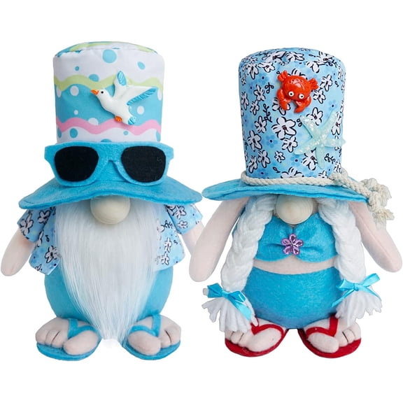 golytefs 2Pcs Beach Gnomes Plush Cute Shelf Sitters with Weighted Base for Birthday Gifts