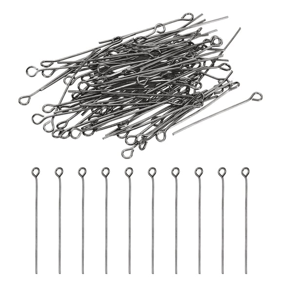 Uxcell 60mm Open Eye Pins, 150Pcs 21 Gauge Metal Head Pins Needles Eye ...