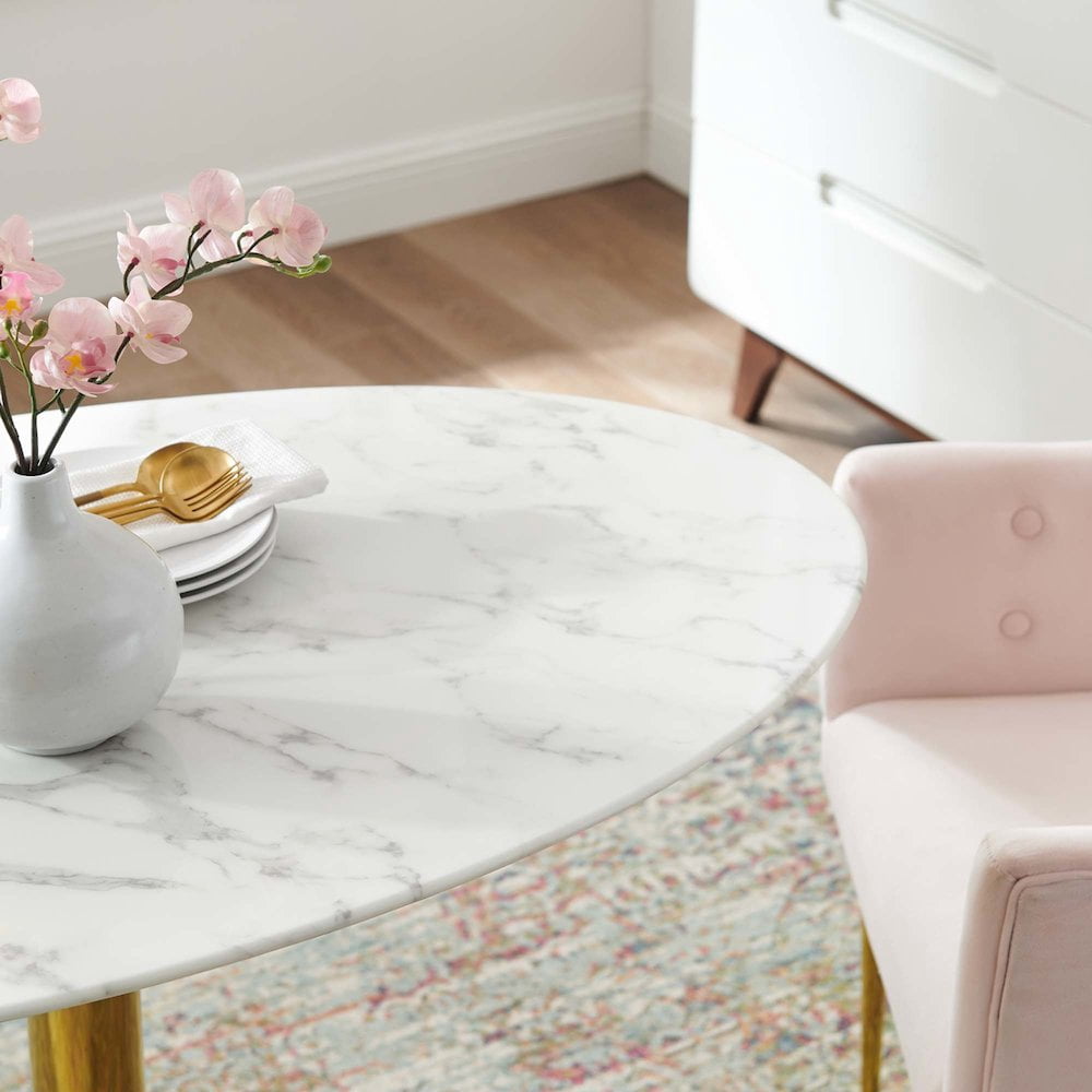 Modway Verne 48" Oval Artificial Marble Dining Table
