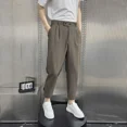 thumbnail image 4 of 9 Pantalones de verano recortados para hombre, pantalones de traje negros rectos para hombre, ropa de oferta, ropa de trabajo para hombre chino, finos, informales, de alta calidad, 4 of 5