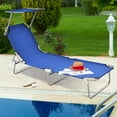 thumbnail image 3 of Gymax Chaise Longue Pliante Chaise de Plage Fauteuil Inclinable Dossier Bleu, 3 of 10