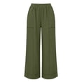 thumbnail image 6 of VEKDONE Womens Elastic Waist Palazzo Pants Casual Baggy Wide Leg Pants with Pockets Summer Lounge Straight Trousers Army Green XL, 6 of 7