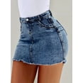thumbnail image 2 of Women's Denim Skirt Elastic Casual High Waisted Lifted Hip Denim Short Skirt A-Line Mini Pencil Skirt, 2 of 4