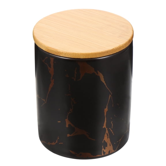 HOOWIFFY Kitchen Decorative Ceramic Canisters Black 1Pcs 4.1x3.1in