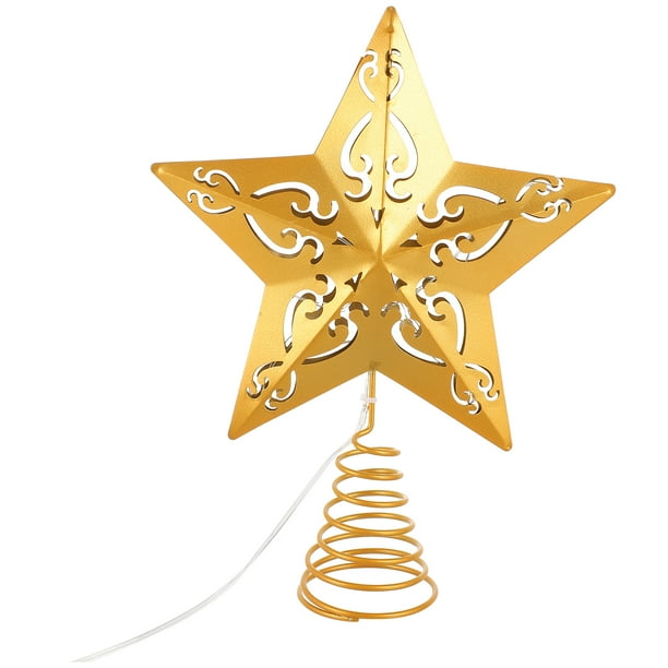 GOOHOCHY 1 estrella dorada para la punta del árbol de Navidad con luces LED