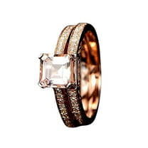 1.50 carat Princess Cut Real Morganite and Moissanite Bridal Wedding Ring Set Bestselling Design with 18k Gold Plating