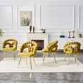 thumbnail image 4 of LUFTUT Velvet Dining Chairs Set of 4, Modern Upholstered Kitchen & Accent Chairs, Yellow Upholstery with Gold Metal Legs, Luxury Vanity & Dining Room Furniture, 4 of 8