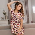 thumbnail image 3 of Xecao rock music Skull record for Women's Loose Nightgown Sleepwear Short Sleeves Shirt Casual Print Sleepdress, 3 of 6